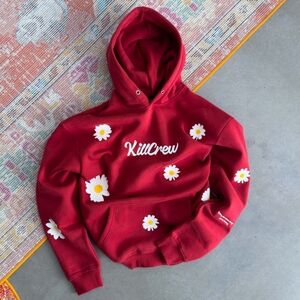 Kill Crew Maroon Daisy Oversized Hoodie Size M